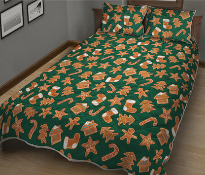 Gingerbread Cookies Pattern Print Quilt Bed Set