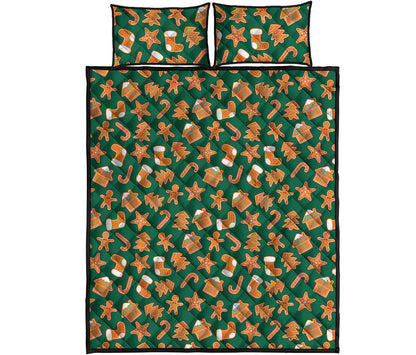 Gingerbread Cookies Pattern Print Quilt Bed Set