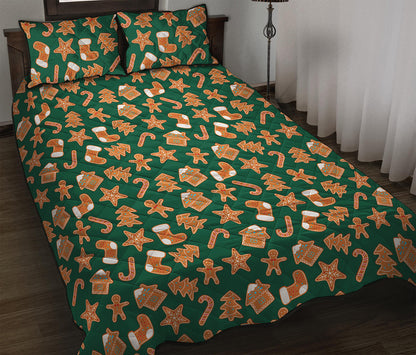 Gingerbread Cookies Pattern Print Quilt Bed Set