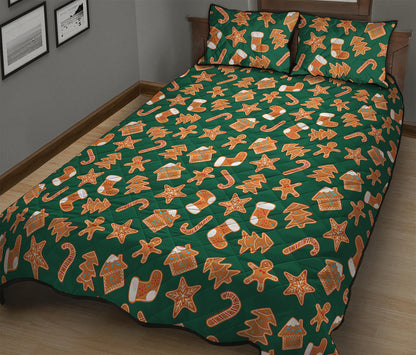 Gingerbread Cookies Pattern Print Quilt Bed Set