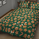 Gingerbread Cookies Pattern Print Quilt Bed Set
