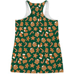 Gingerbread Cookies Pattern Print Women's Racerback Tank Top