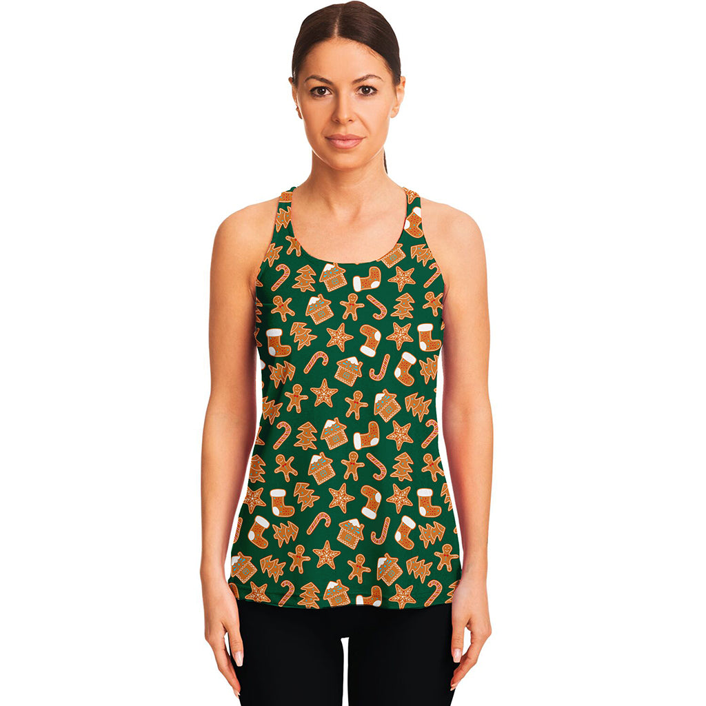 Gingerbread Cookies Pattern Print Women's Racerback Tank Top