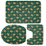 Gingerbread Man Cookies Pattern Print 3 Piece Bath Mat Set