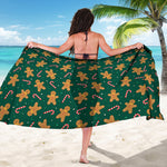Gingerbread Man Cookies Pattern Print Beach Sarong Wrap