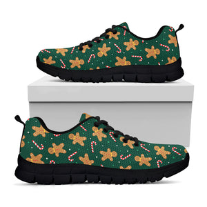 Gingerbread Man Cookies Pattern Print Black Sneakers