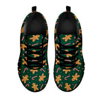 Gingerbread Man Cookies Pattern Print Black Sneakers