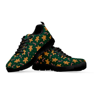 Gingerbread Man Cookies Pattern Print Black Sneakers