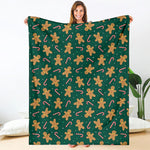 Gingerbread Man Cookies Pattern Print Blanket