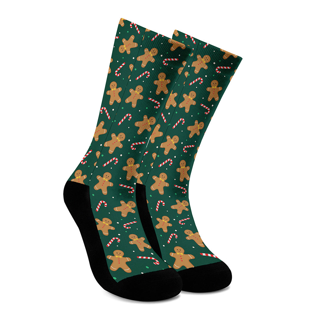 Gingerbread Man Cookies Pattern Print Crew Socks
