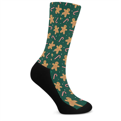 Gingerbread Man Cookies Pattern Print Crew Socks