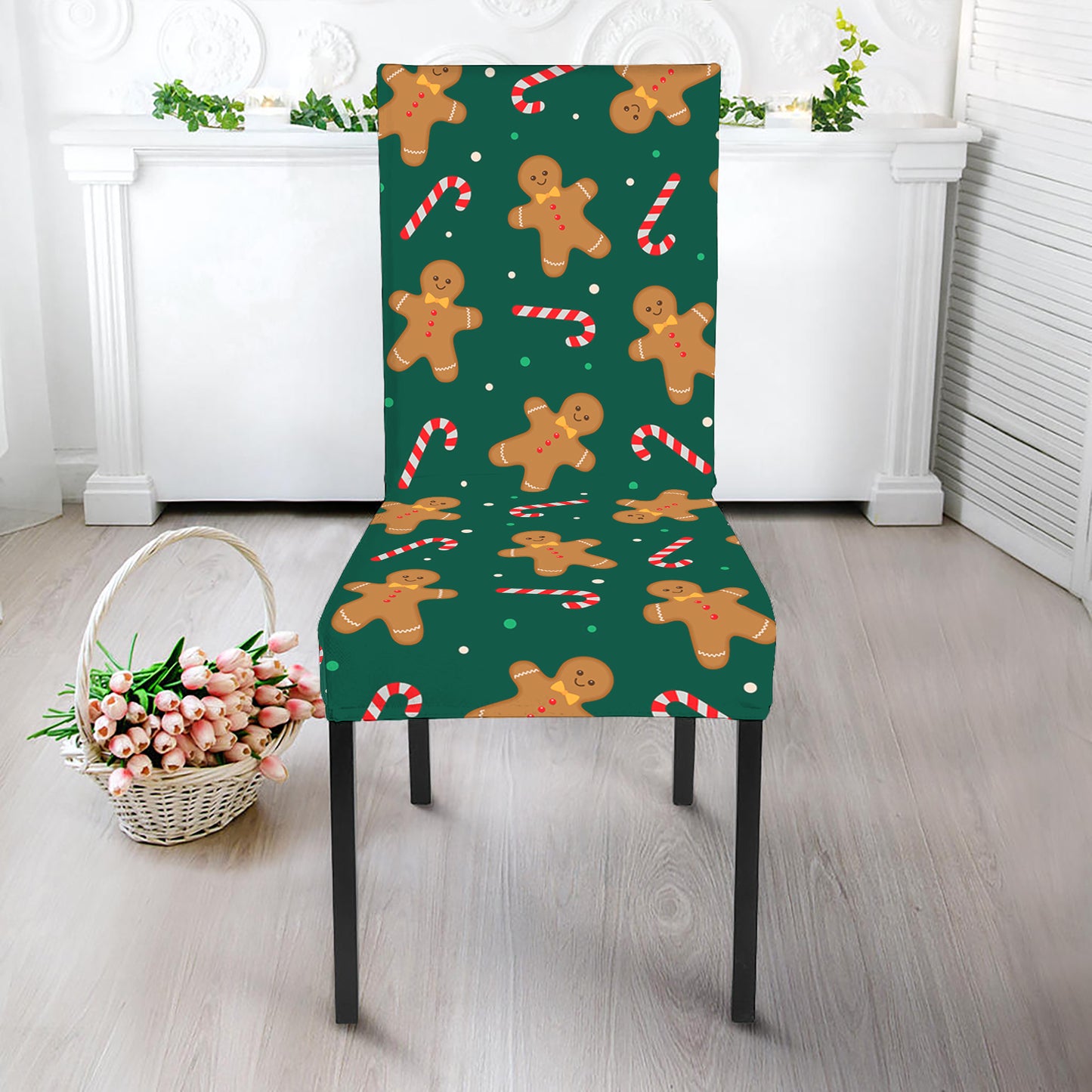 Gingerbread Man Cookies Pattern Print Dining Chair Slipcover