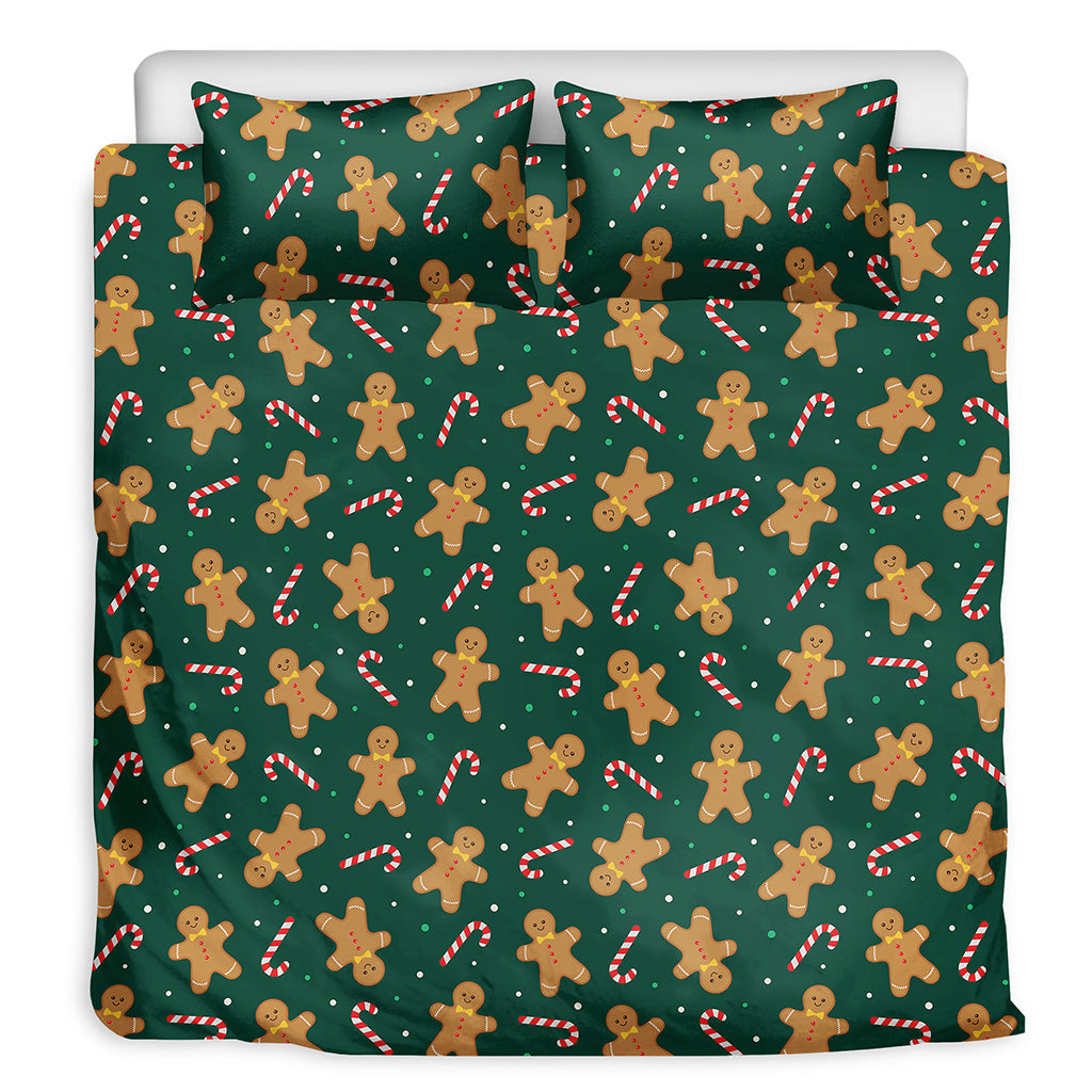 Gingerbread Man Cookies Pattern Print Duvet Cover Bedding Set