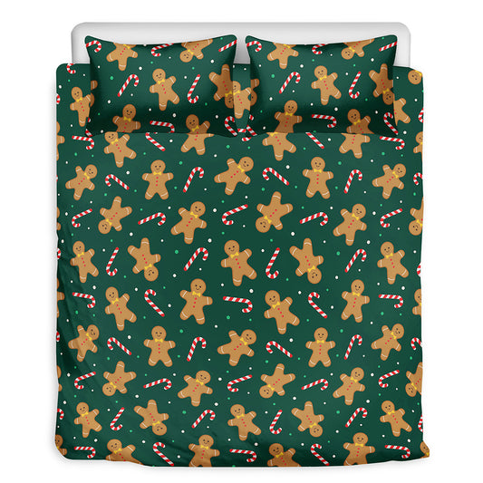 Gingerbread Man Cookies Pattern Print Duvet Cover Bedding Set