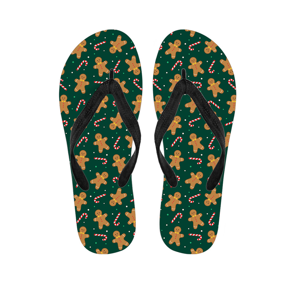 Gingerbread Man Cookies Pattern Print Flip Flops