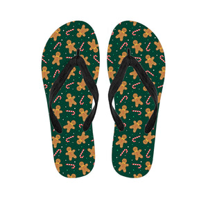 Gingerbread Man Cookies Pattern Print Flip Flops