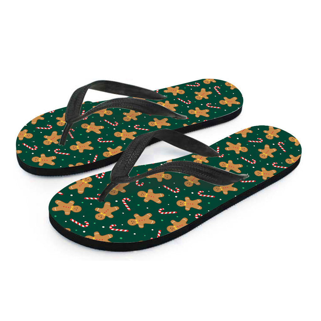 Gingerbread Man Cookies Pattern Print Flip Flops