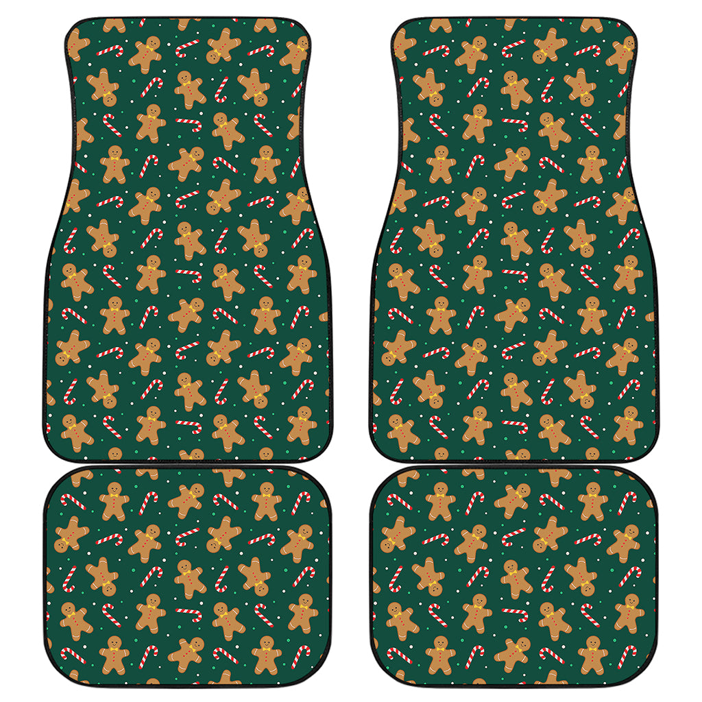 Gingerbread Man Cookies Pattern Print Front and Back Car Floor Mats