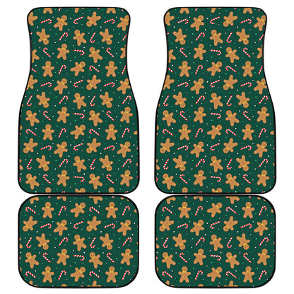 Gingerbread Man Cookies Pattern Print Front and Back Car Floor Mats