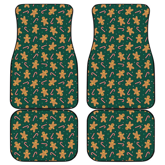 Gingerbread Man Cookies Pattern Print Front and Back Car Floor Mats