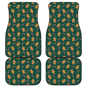 Gingerbread Man Cookies Pattern Print Front and Back Car Floor Mats