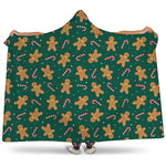 Gingerbread Man Cookies Pattern Print Hooded Blanket