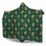Gingerbread Man Cookies Pattern Print Hooded Blanket
