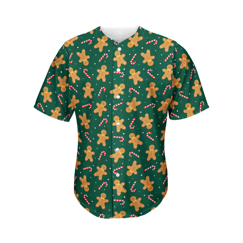 Gingerbread Man Cookies Pattern Print Men's Baseball Jersey