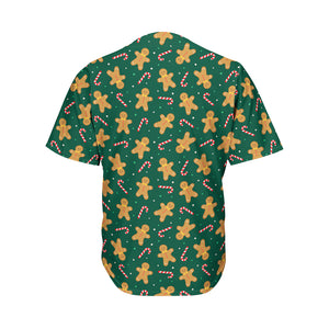 Gingerbread Man Cookies Pattern Print Men's Baseball Jersey