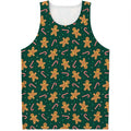 Gingerbread Man Cookies Pattern Print Men's Tank Top