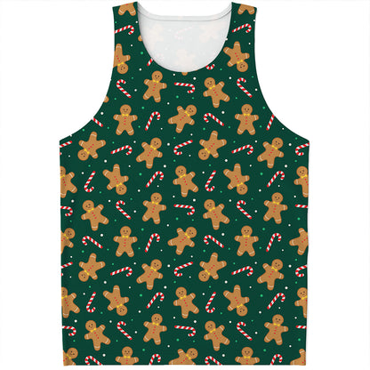 Gingerbread Man Cookies Pattern Print Men's Tank Top