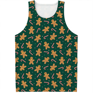 Gingerbread Man Cookies Pattern Print Men's Tank Top