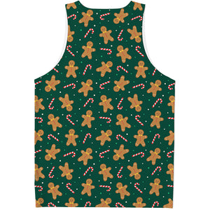 Gingerbread Man Cookies Pattern Print Men's Tank Top