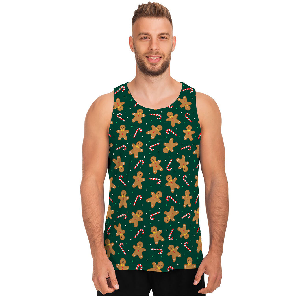 Gingerbread Man Cookies Pattern Print Men's Tank Top