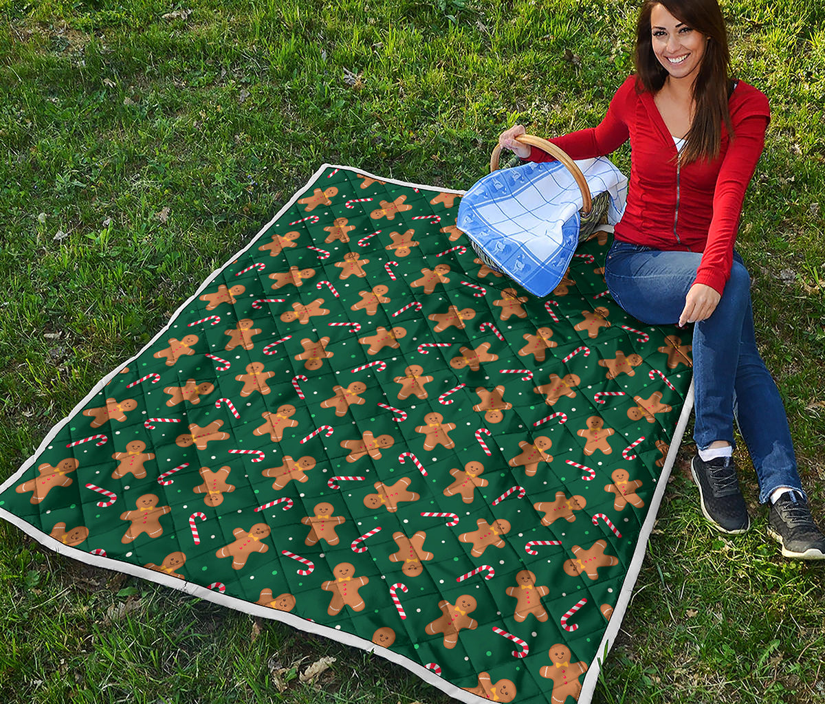 Gingerbread Man Cookies Pattern Print Quilt