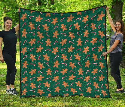Gingerbread Man Cookies Pattern Print Quilt