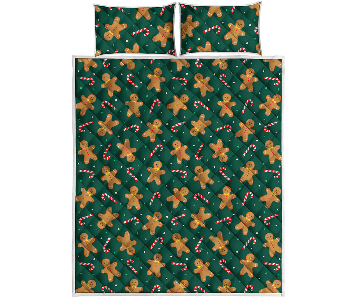 Gingerbread Man Cookies Pattern Print Quilt Bed Set