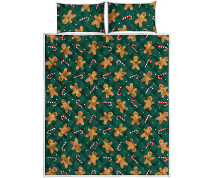 Gingerbread Man Cookies Pattern Print Quilt Bed Set