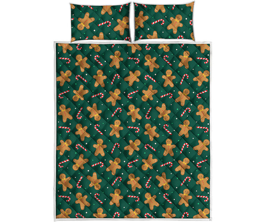 Gingerbread Man Cookies Pattern Print Quilt Bed Set