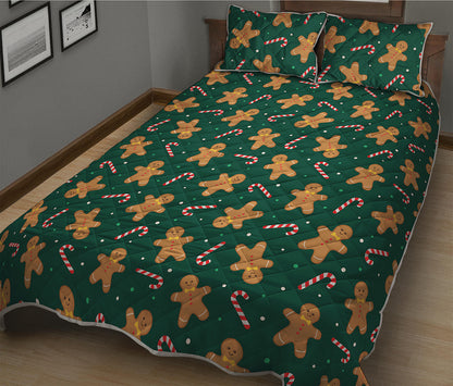 Gingerbread Man Cookies Pattern Print Quilt Bed Set
