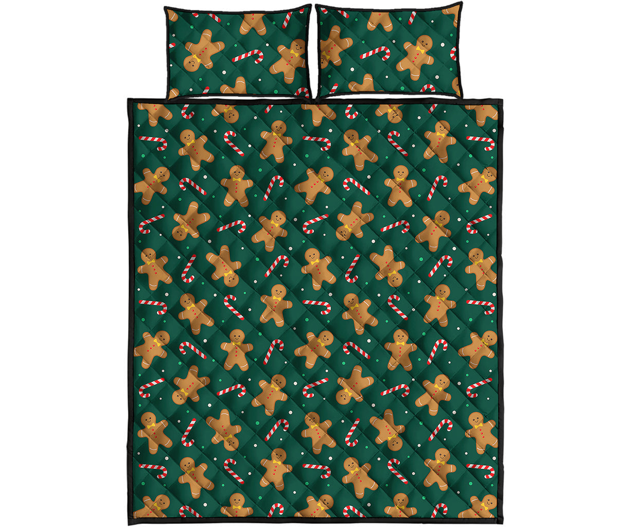 Gingerbread Man Cookies Pattern Print Quilt Bed Set
