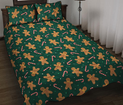 Gingerbread Man Cookies Pattern Print Quilt Bed Set