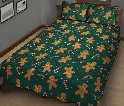 Gingerbread Man Cookies Pattern Print Quilt Bed Set