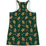 Gingerbread Man Cookies Pattern Print Women's Racerback Tank Top