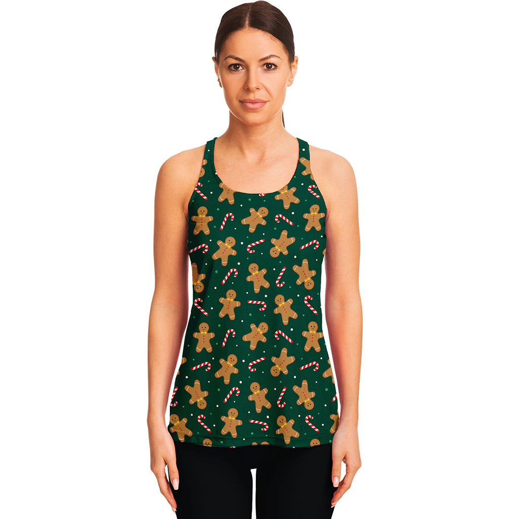 Gingerbread Man Cookies Pattern Print Women's Racerback Tank Top