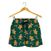 Gingerbread Man Cookies Pattern Print Women's Shorts