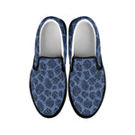 Giraffe Denim Jeans Pattern Print Black Slip On Shoes