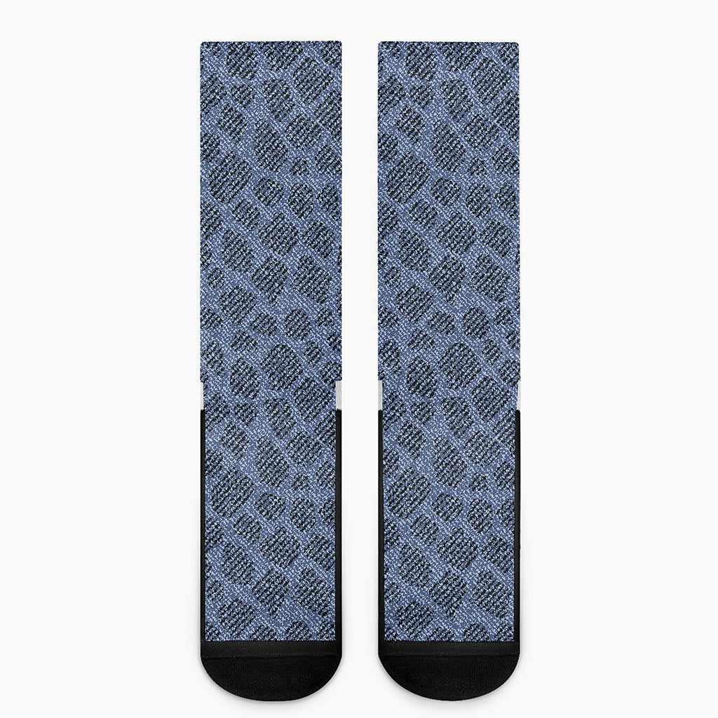 Giraffe Denim Jeans Pattern Print Crew Socks
