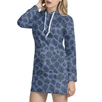 Giraffe Denim Jeans Pattern Print Hoodie Dress