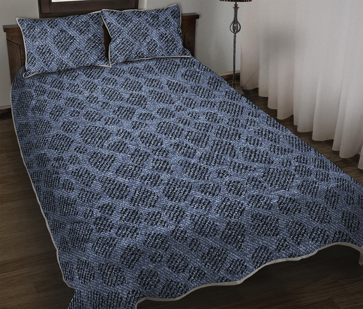 Giraffe Denim Jeans Pattern Print Quilt Bed Set